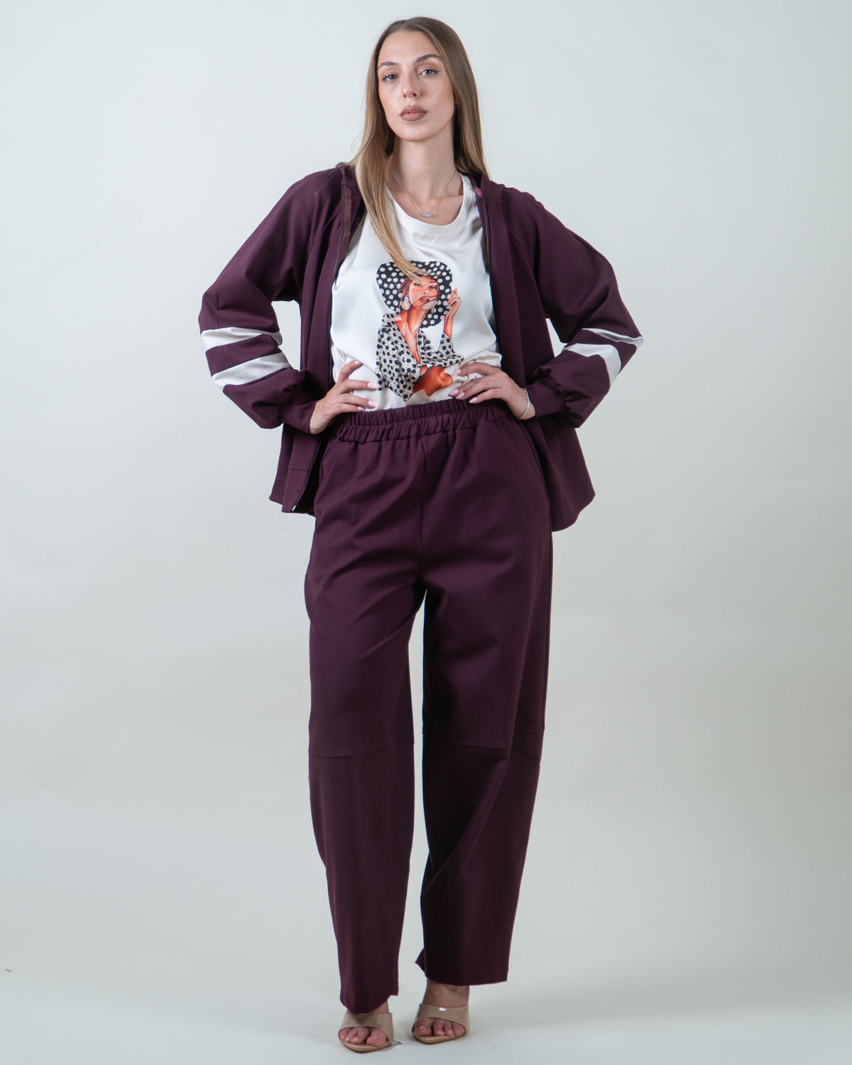 Pantaloni Balloon in Felpa Bordeaux|Colore:Bordeaux
