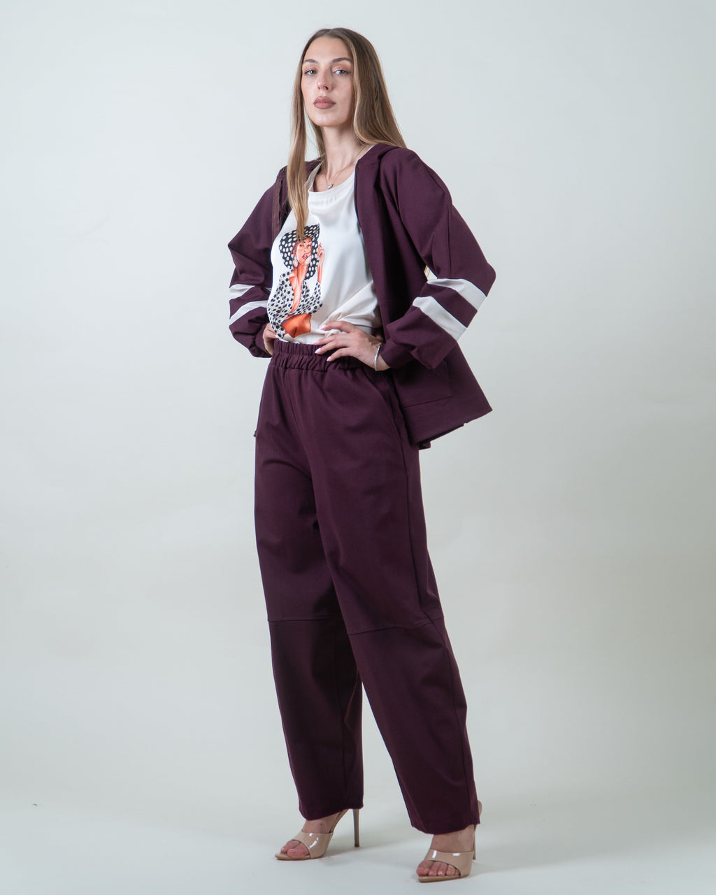 Pantaloni Balloon in Felpa Bordeaux|Colore:Bordeaux