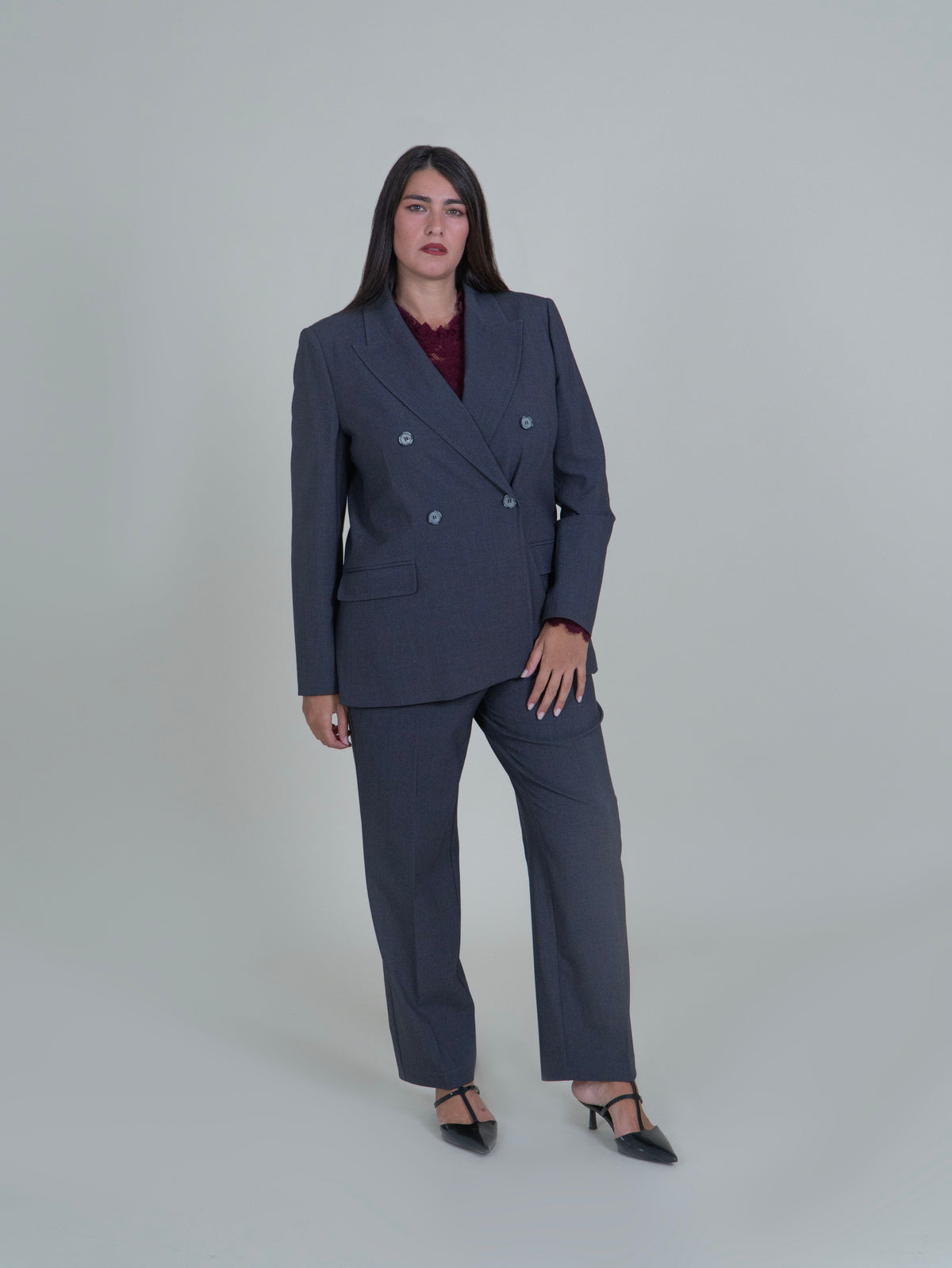 Blazer Doppiopetto Grigio|Colore:Grigio