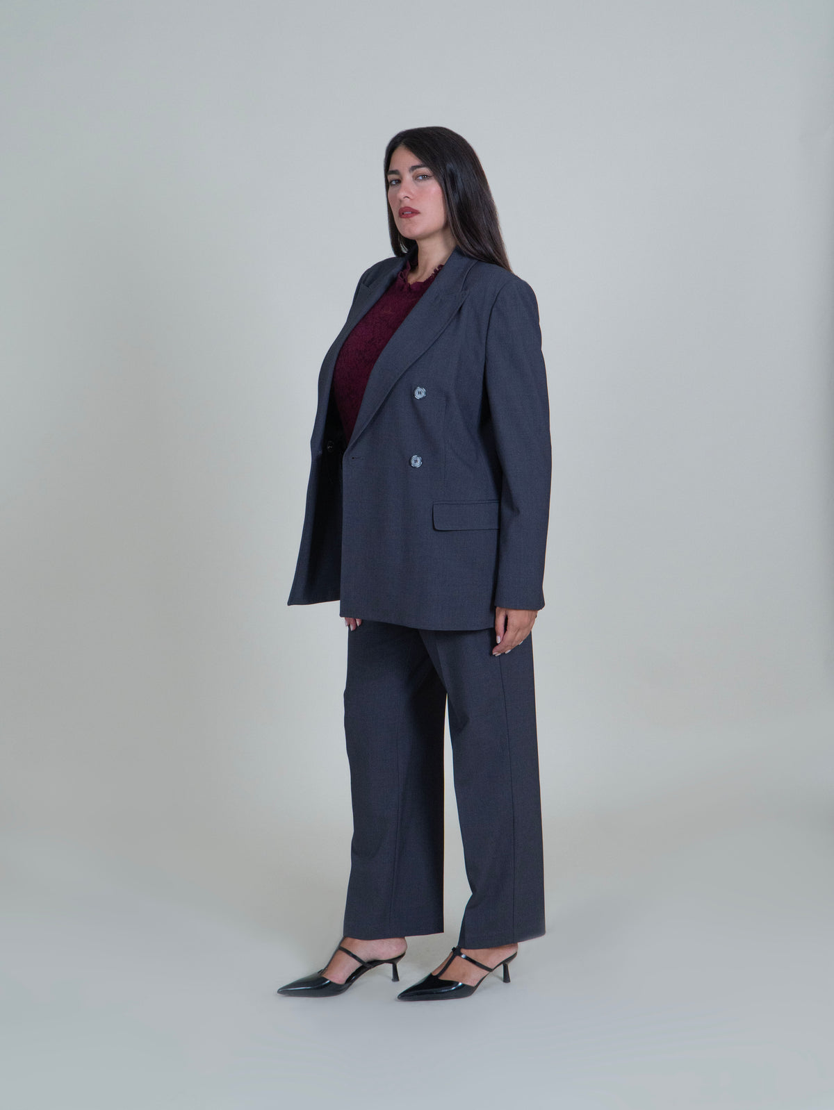 Blazer Doppiopetto Grigio|Colore:Grigio