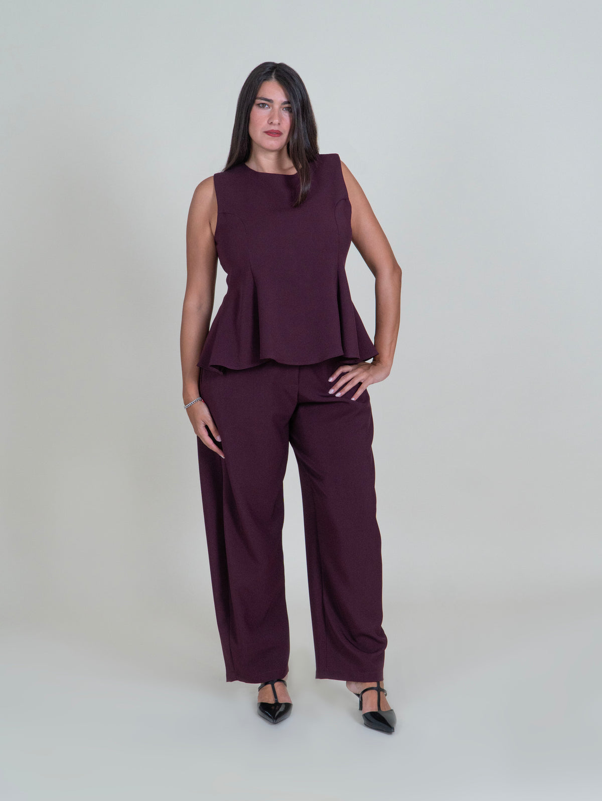 Top Peplum|Colore:Bordeaux