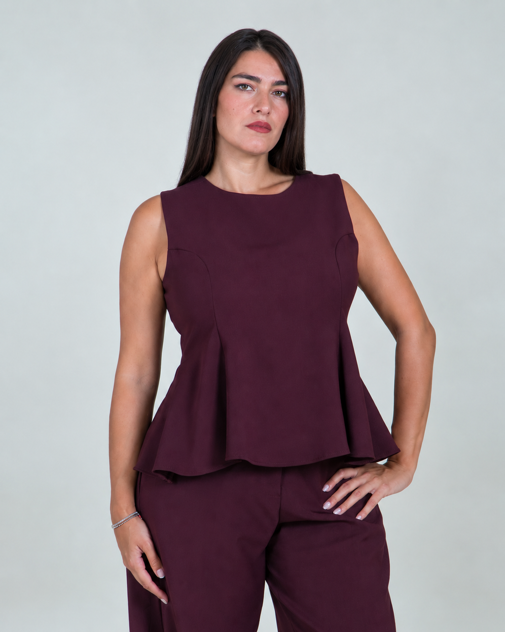 Top Peplum|Colore:Bordeaux