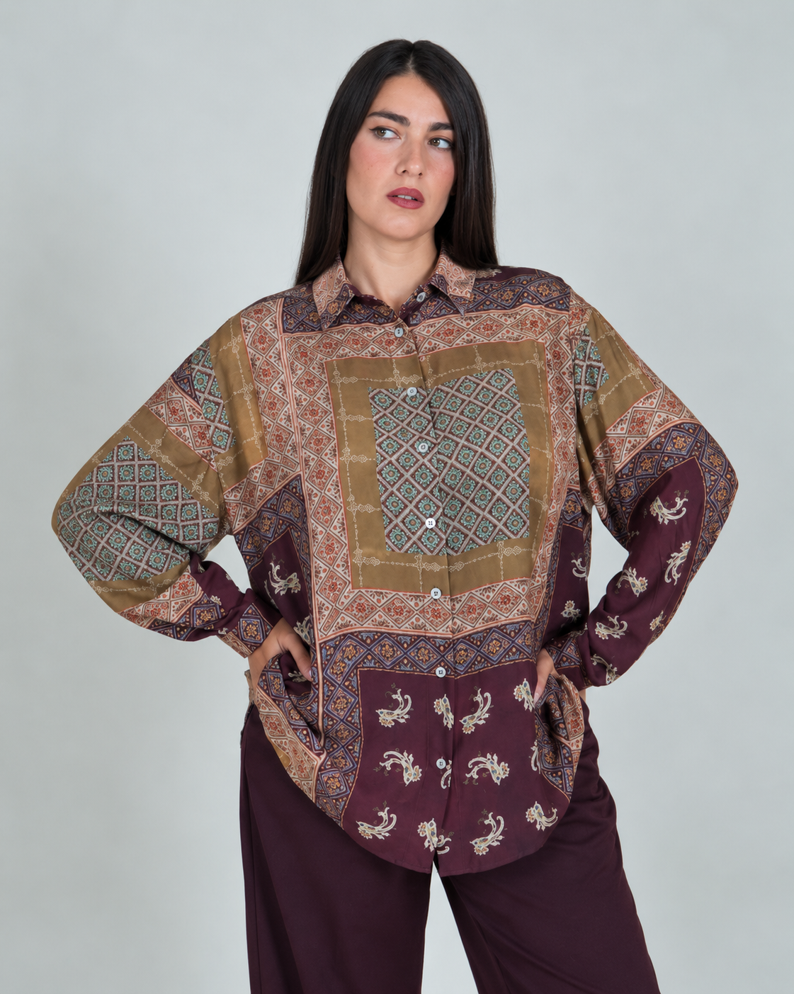 Camicia Oversize Fantasia Foulard|Colore:Fantasia