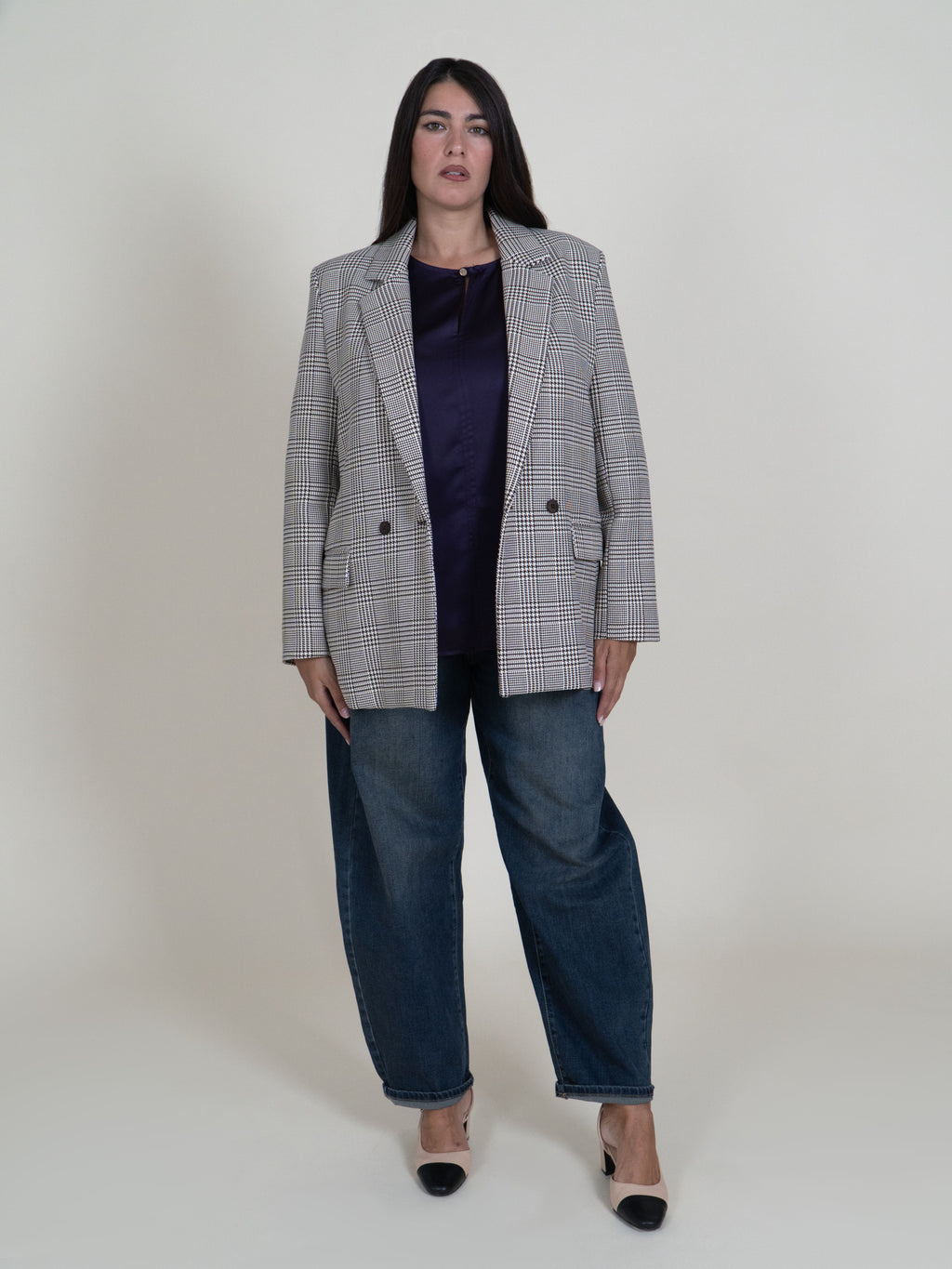 Blazer Doppiopetto Principe di Galles|Colore:Moro