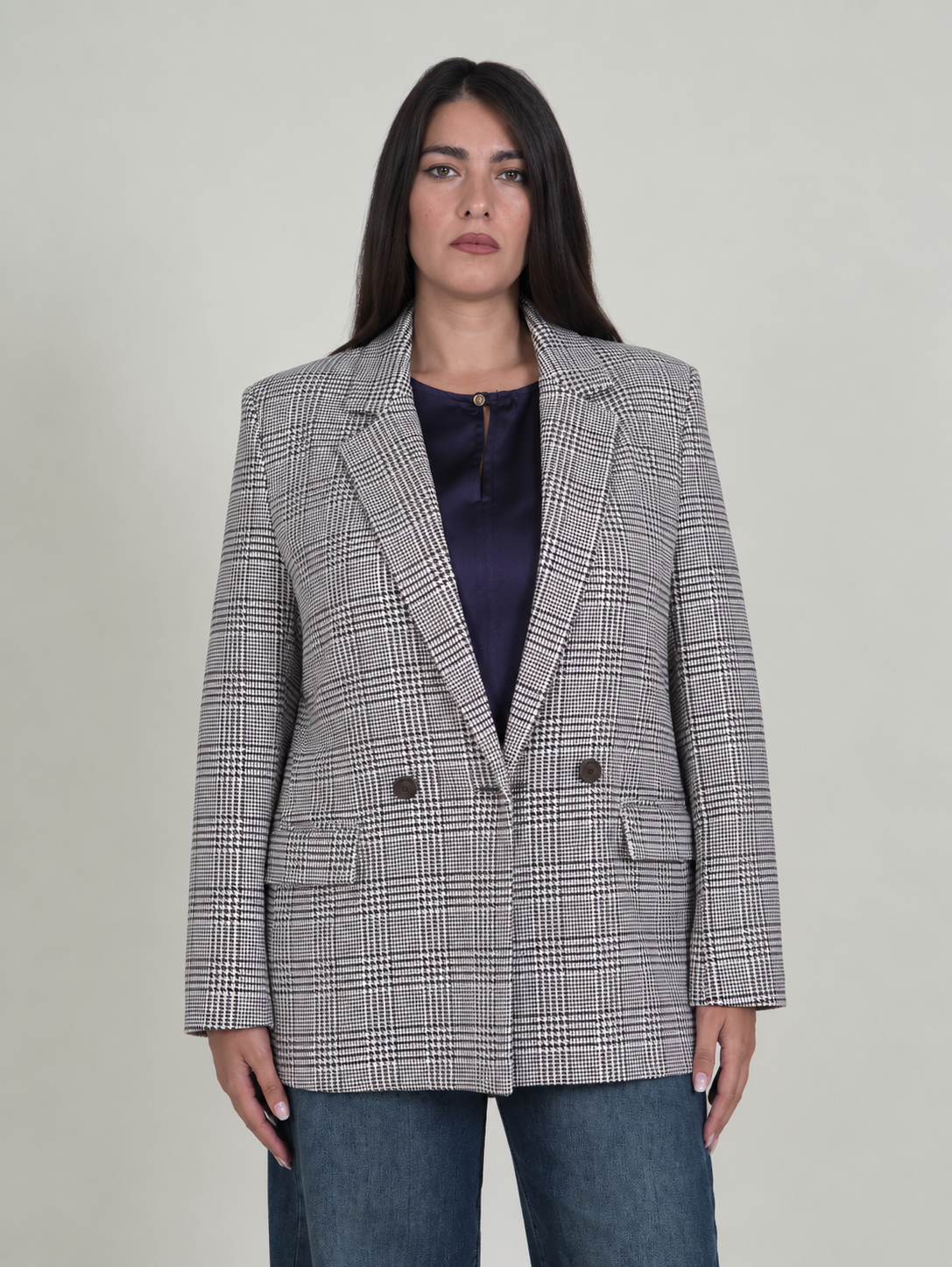 Blazer Doppiopetto Principe di Galles|Colore:Moro