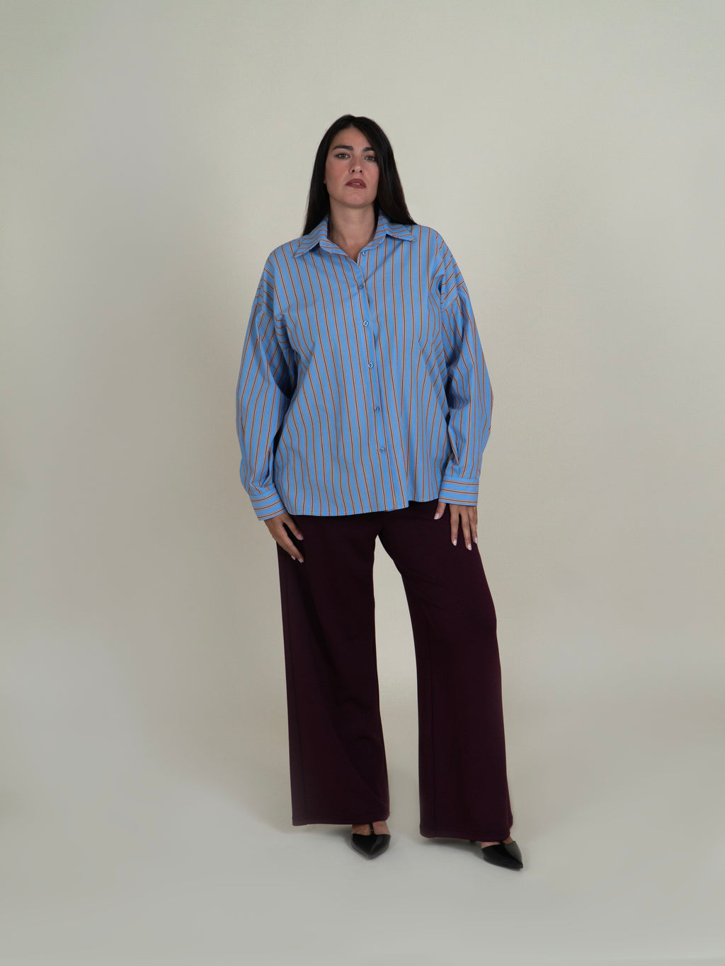 Camicia Oversize Azzurra a Righe|Colore:Celeste