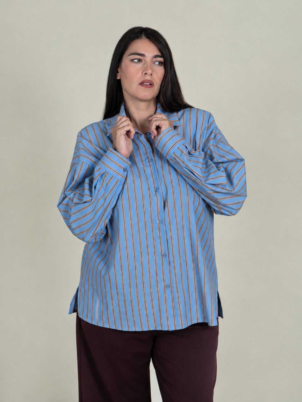 Camicia Oversize Azzurra a Righe|Colore:Celeste