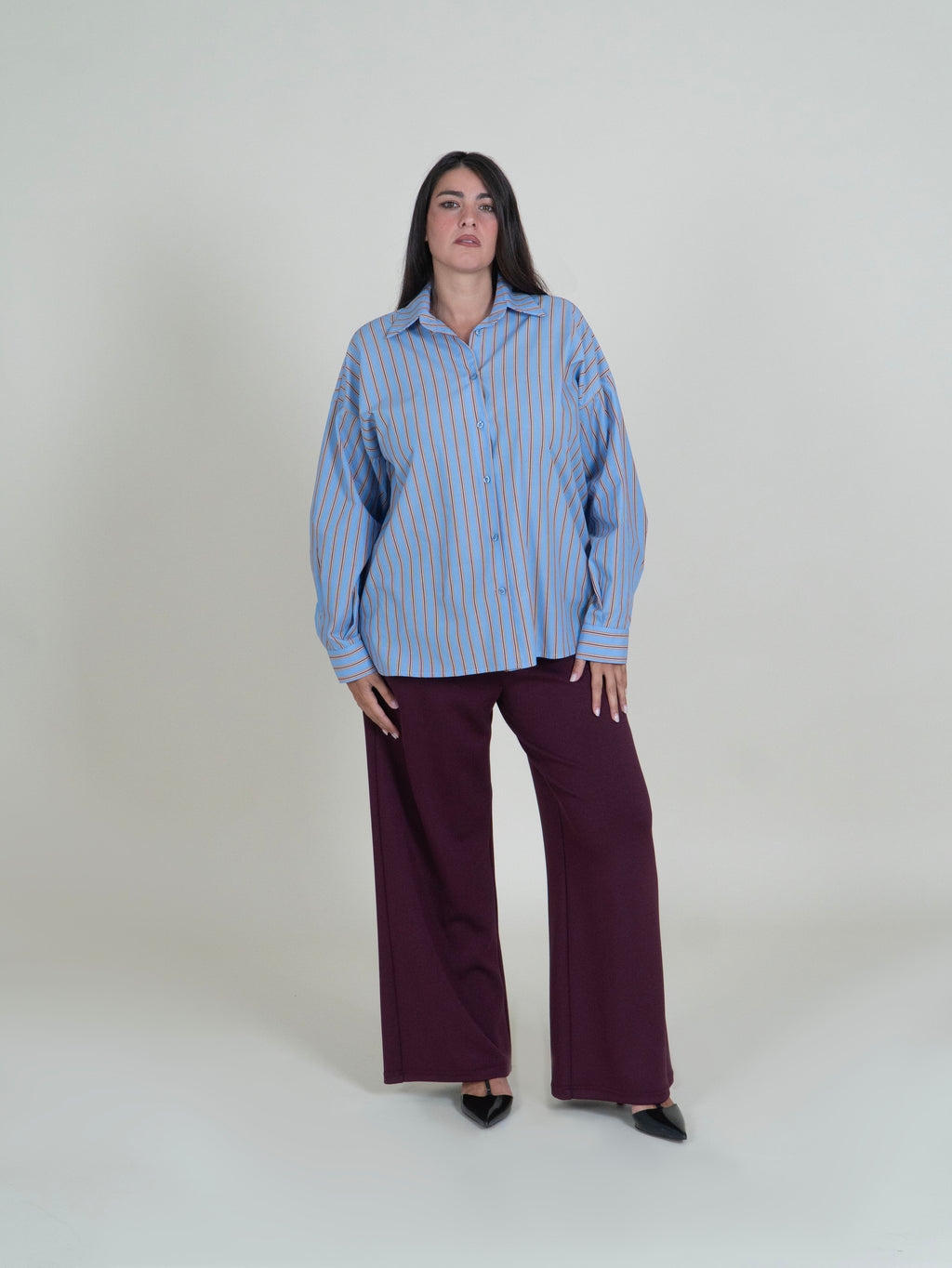 Pantaloni Palazzo Bordeaux in Felpa|Colore:Bordeaux
