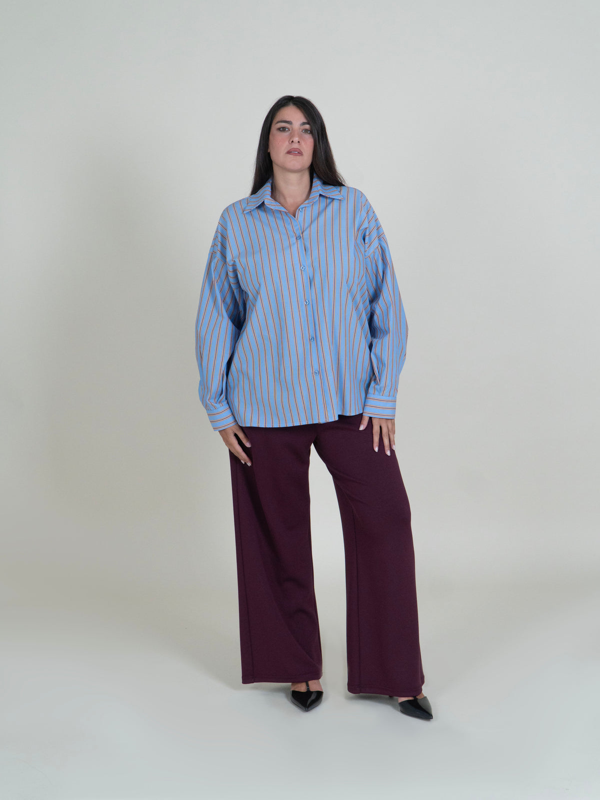 Pantaloni Palazzo Bordeaux in Felpa|Colore:Bordeaux