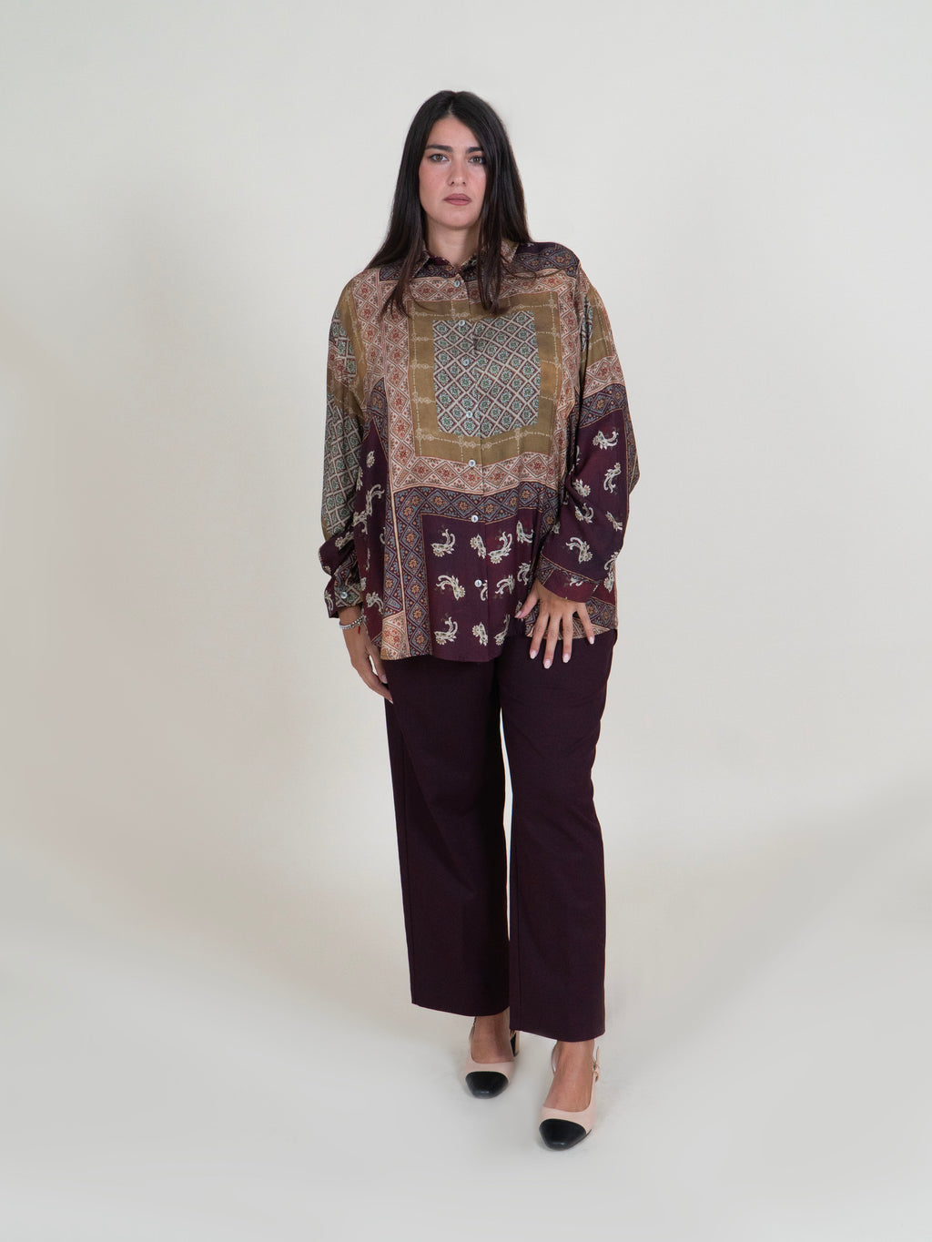 Pantaloni Ampi Capri|Colore:Bordeaux