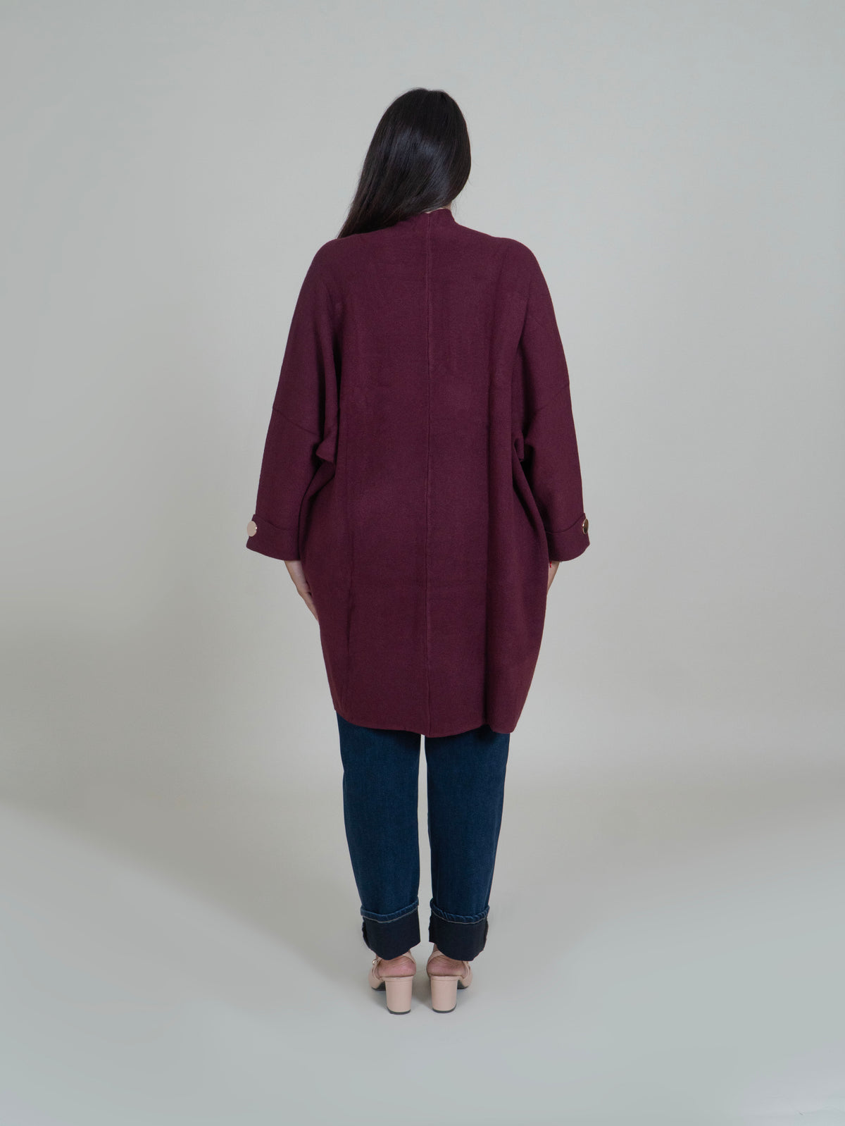 Cardigan Lungo Oversize con Tasche|Colore:Vino