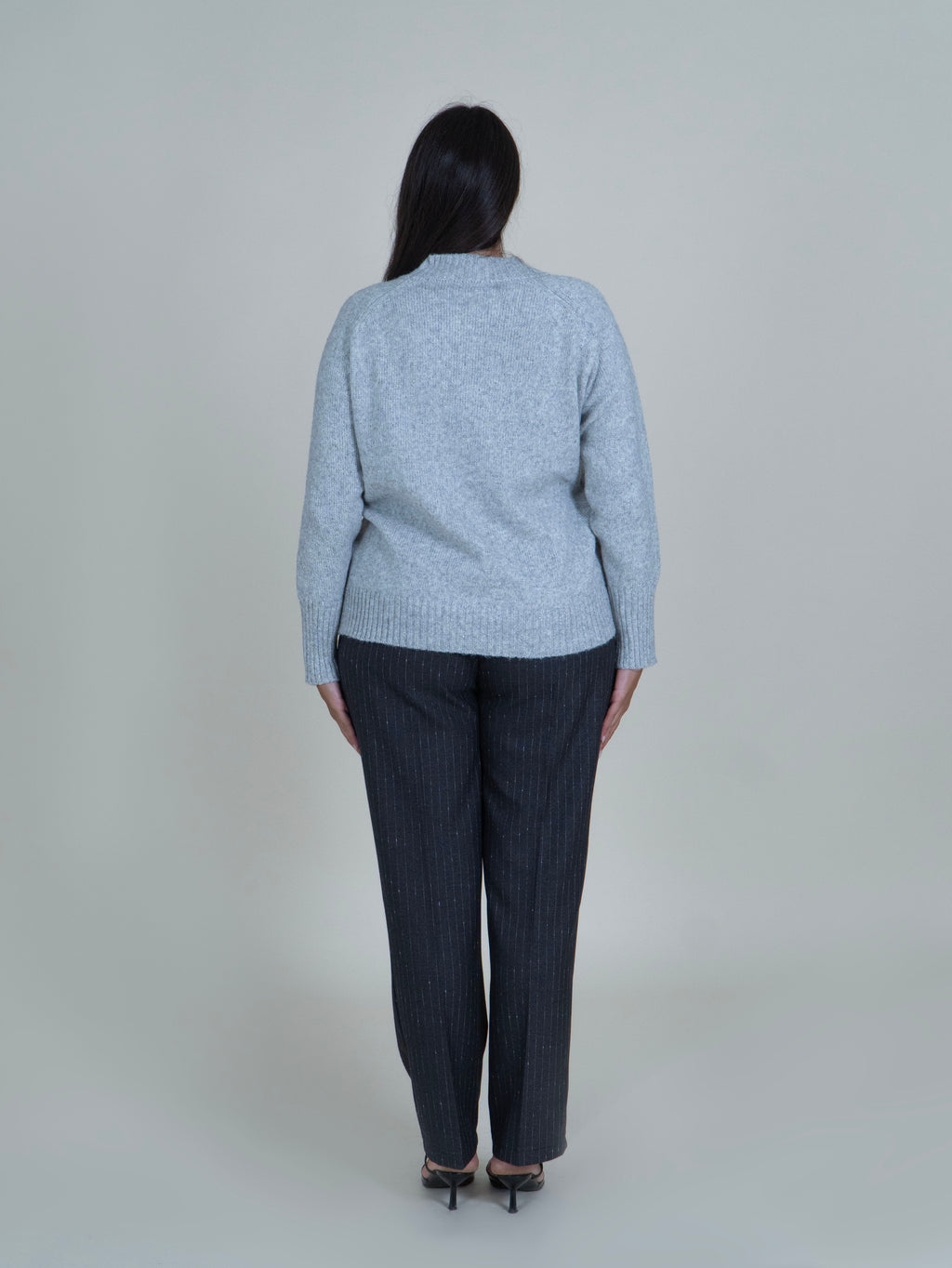 Maglia Girocollo con Filamenti in Lurex|Colore:Grigio