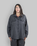 Camicia in Grisaglia Grigia con Tasche Applicate|Colore:Grigio