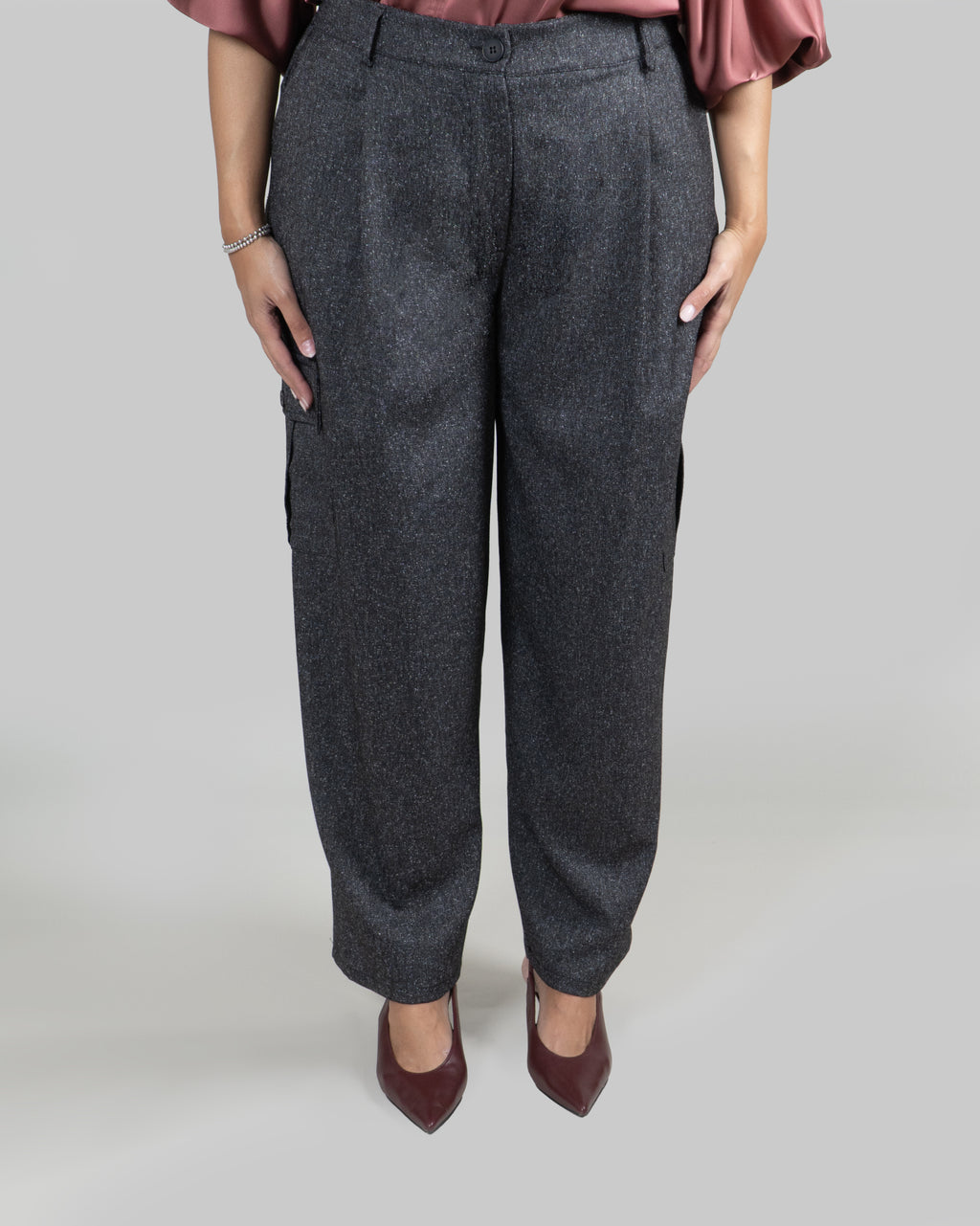 Pantaloni Cargo in Grisaglia con Tasconi|Colore:Grigio