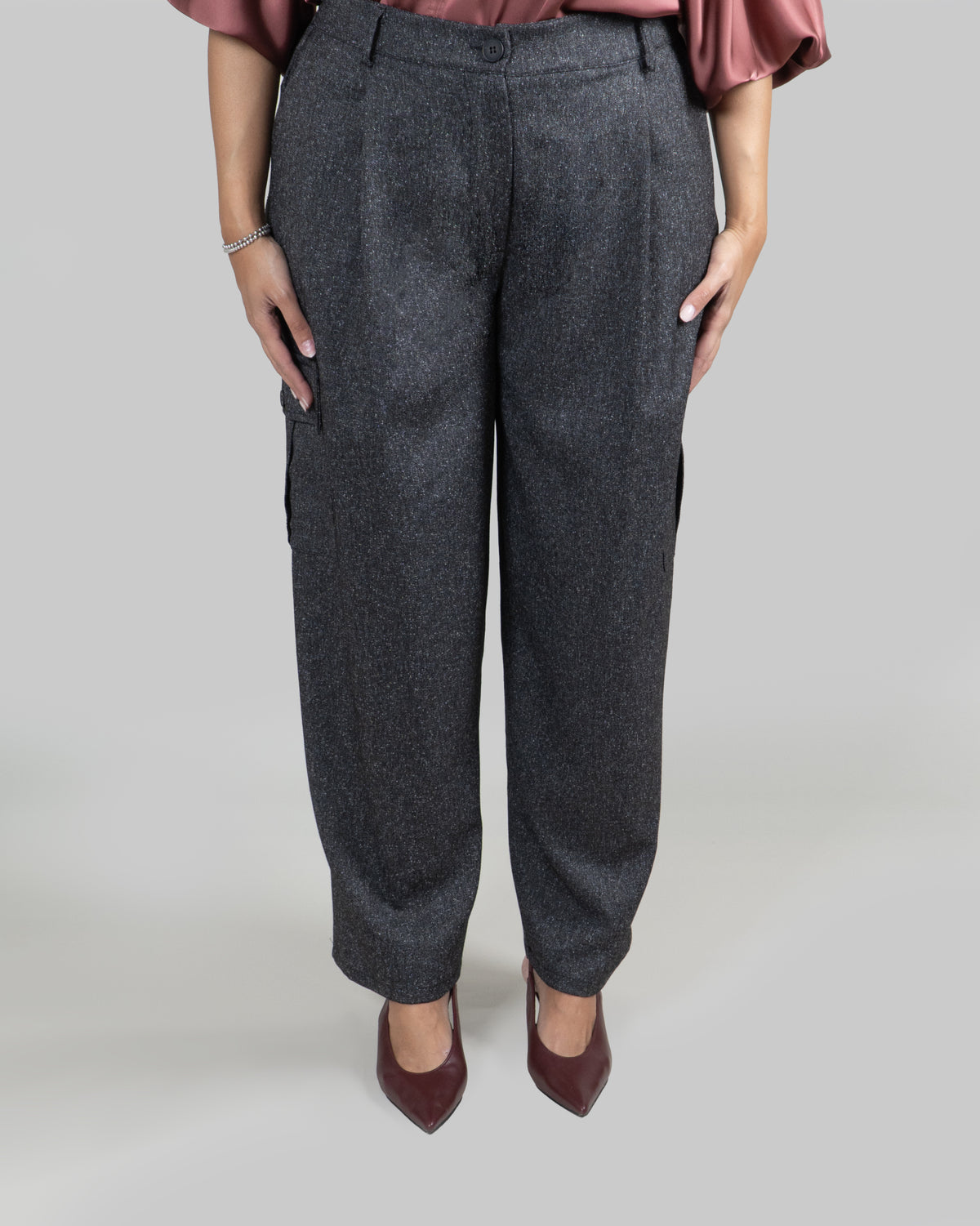 Pantaloni Cargo in Grisaglia con Tasconi|Colore:Grigio