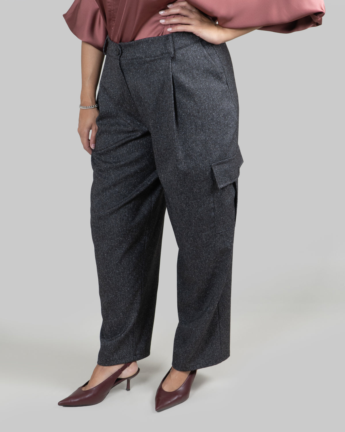 Pantaloni Cargo in Grisaglia con Tasconi|Colore:Grigio