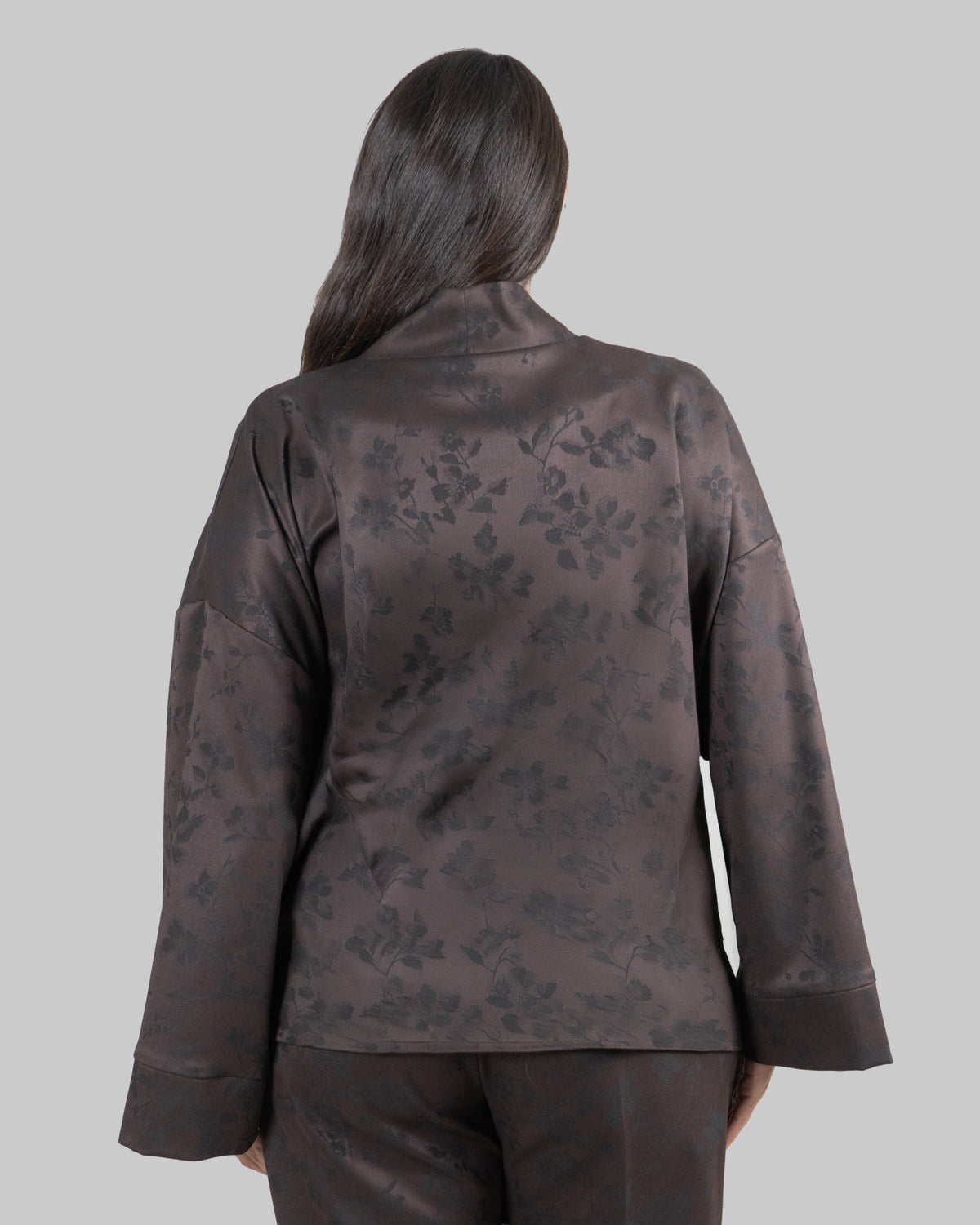 Giacca Kimono Jacquard Floreale|Colore:Moro