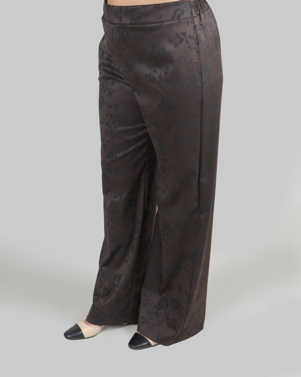 Pantaloni Palazzo Jacquard Floreale|Colore:Moro
