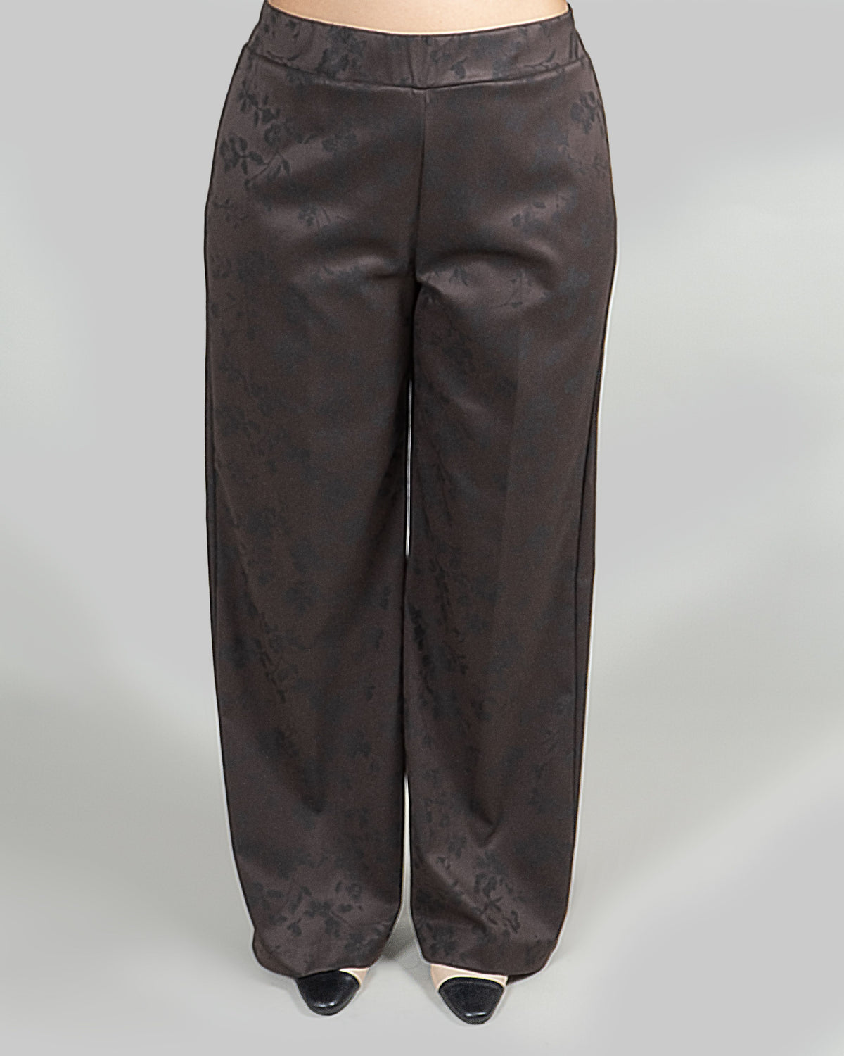 Pantaloni Palazzo Jacquard Floreale|Colore:Moro