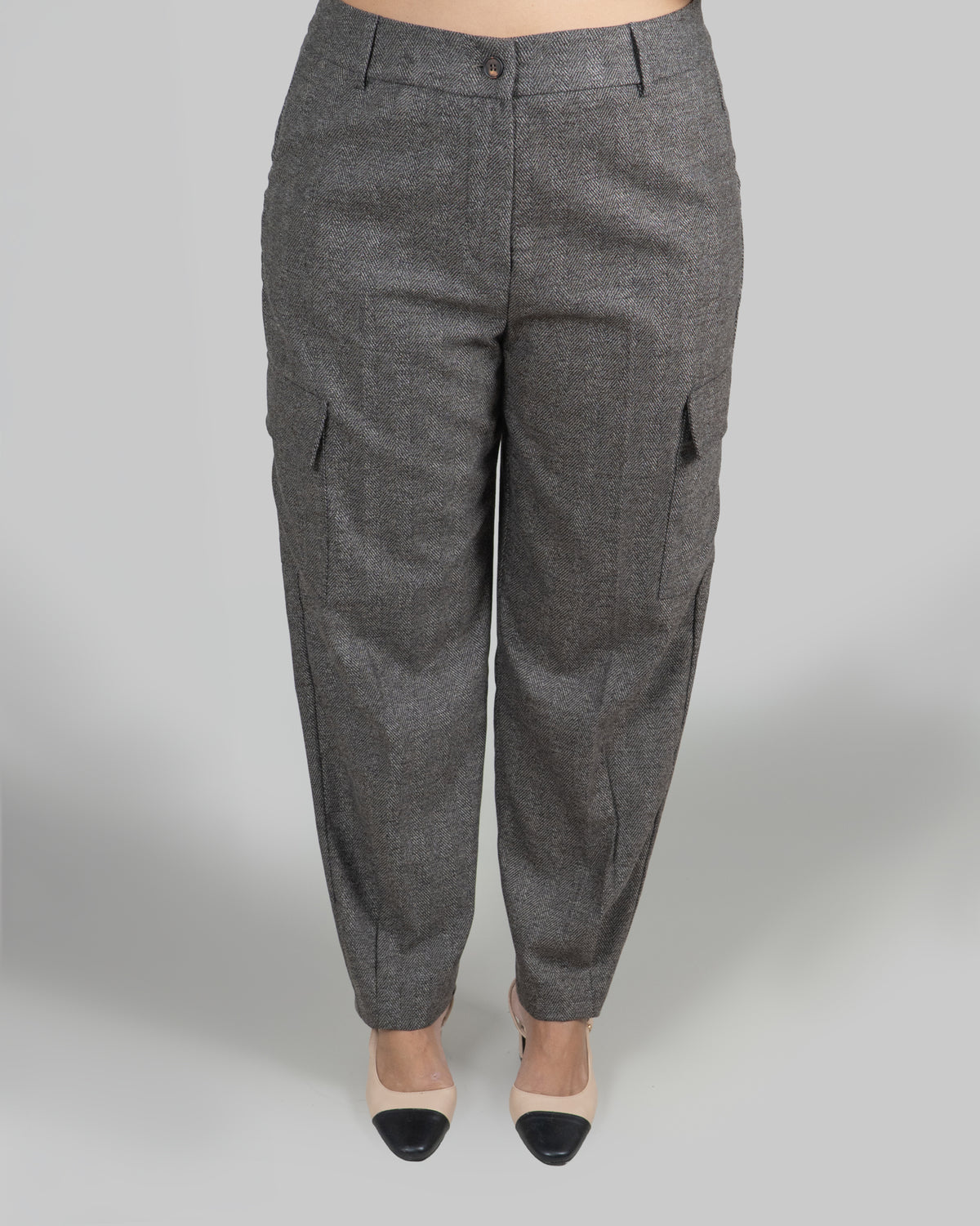 Pantaloni Cargo Spigati con Tasche Laterali|Colore:Marrone