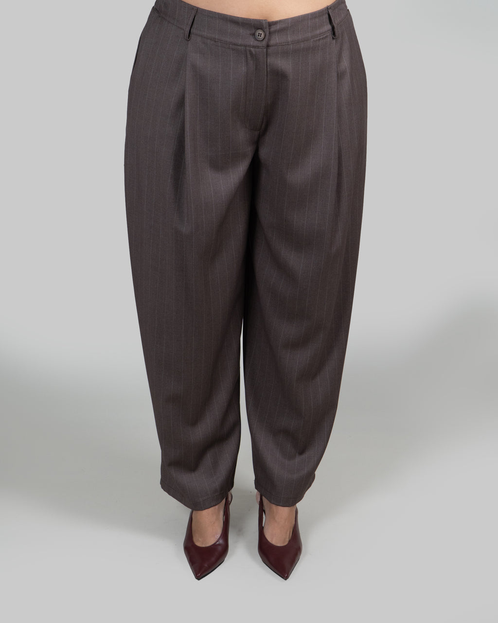 Pantaloni Gessati Fango con Pinces|Colore:Fango