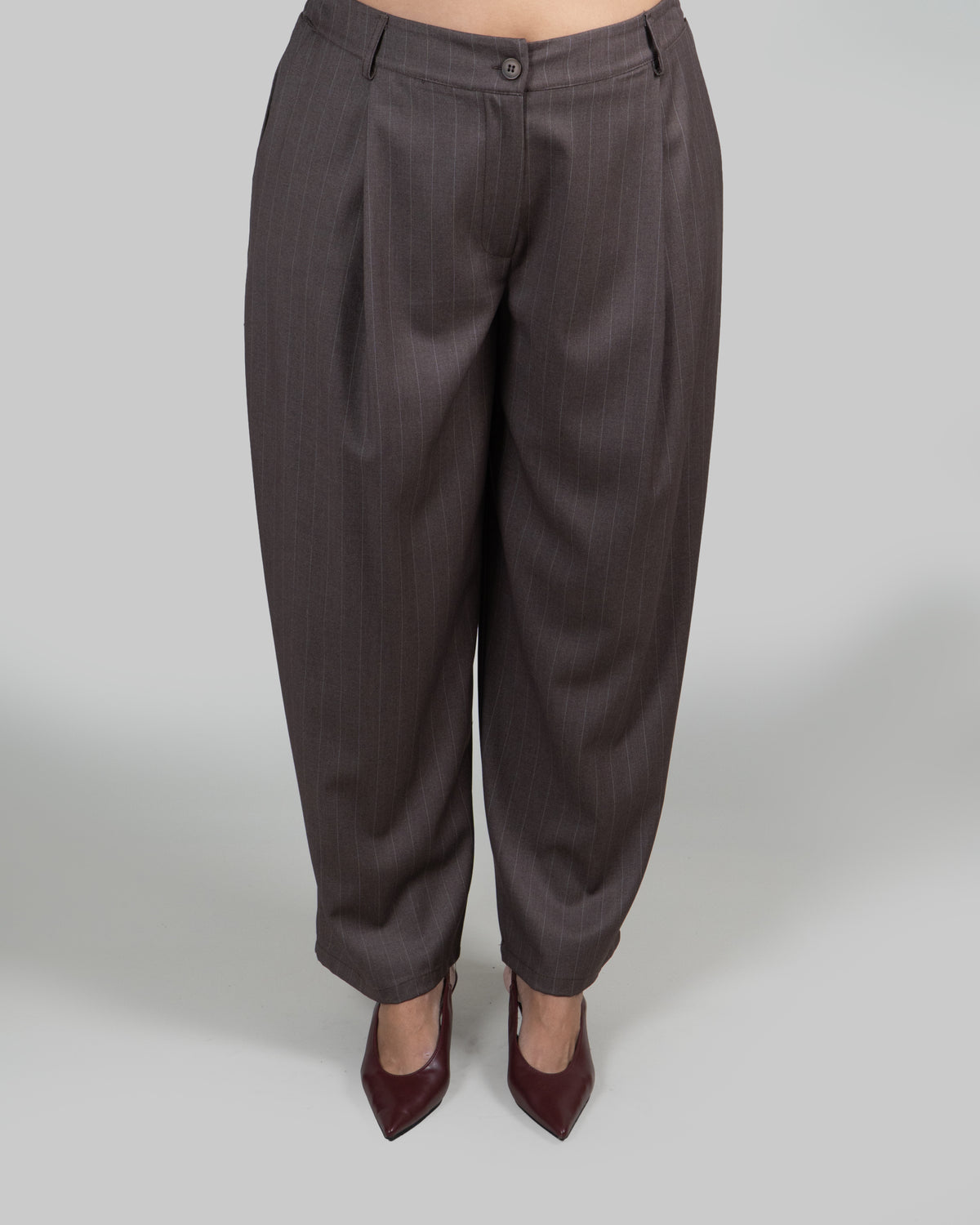 Pantaloni Gessati Fango con Pinces|Colore:Fango