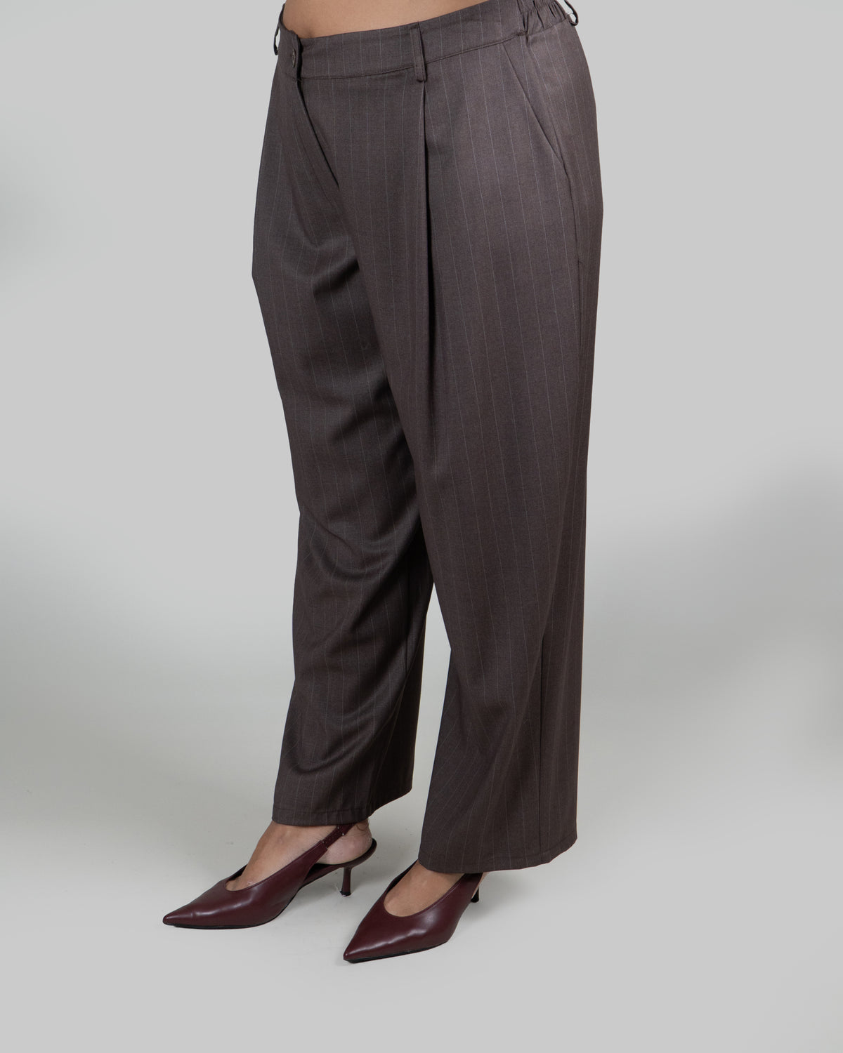 Pantaloni Gessati Fango con Pinces|Colore:Fango