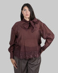 Blusa Bordeaux con Fiocco e Pizzo|Colore:Bordeaux