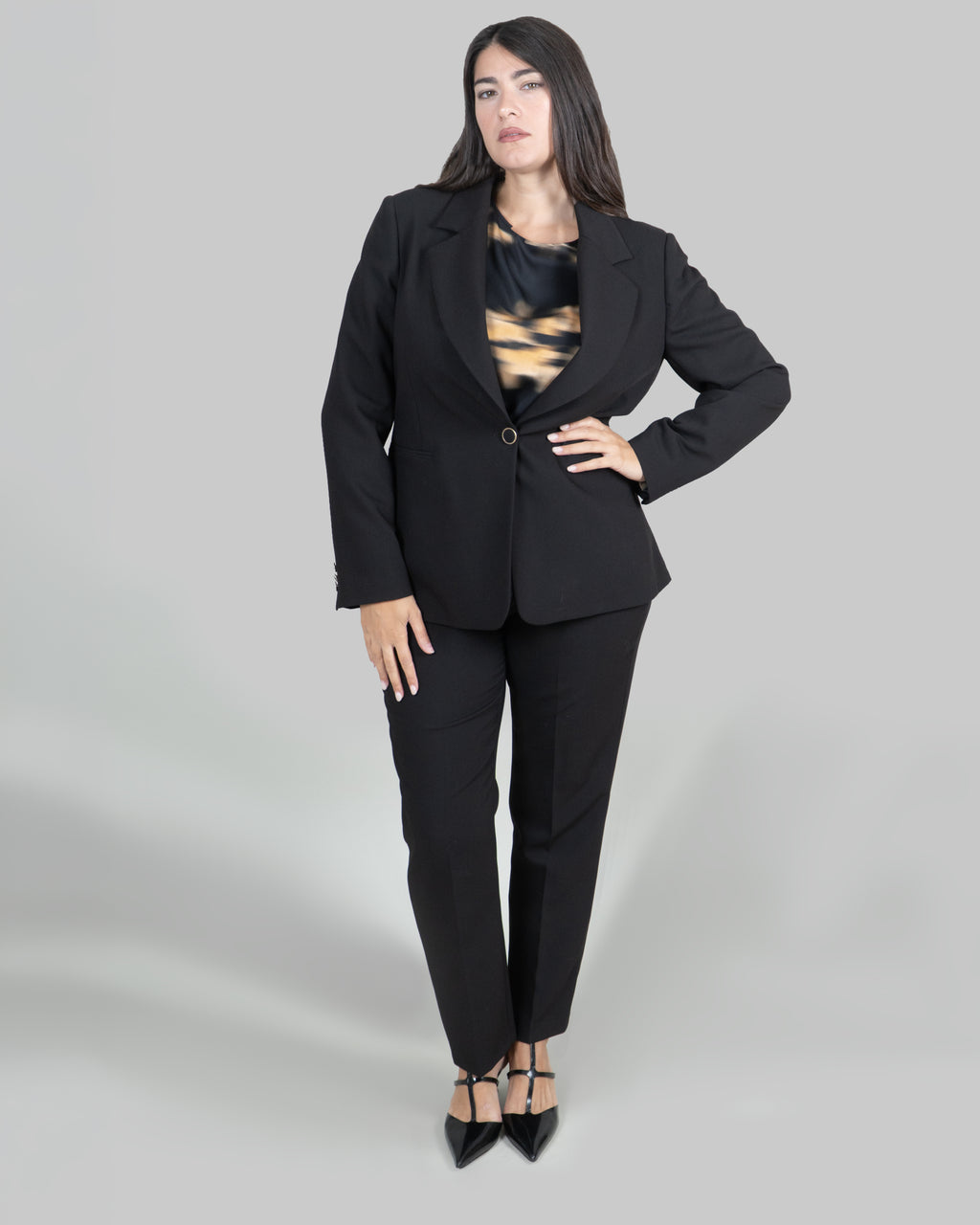 Blazer monopetto in cady|Colore:Nero