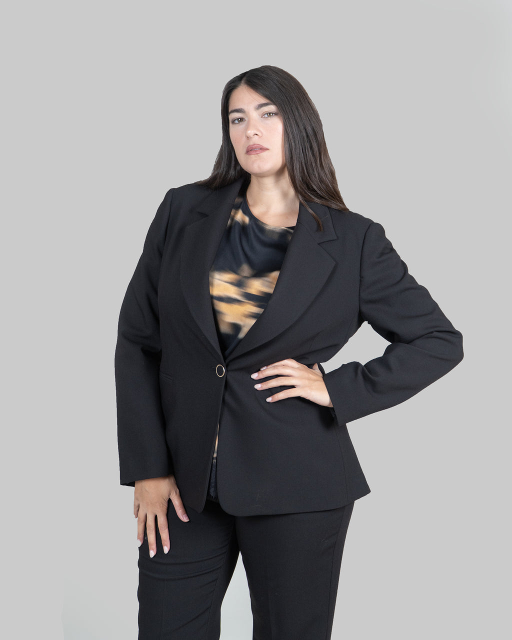 Blazer monopetto in cady|Colore:Nero
