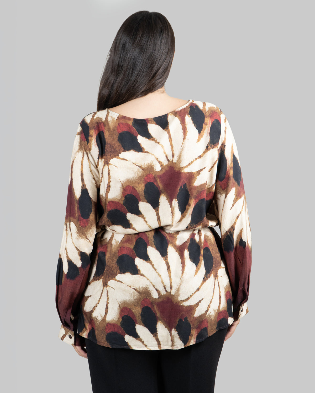 Blusa con Stampa Foliage e Cintura|Colore:Fantasia