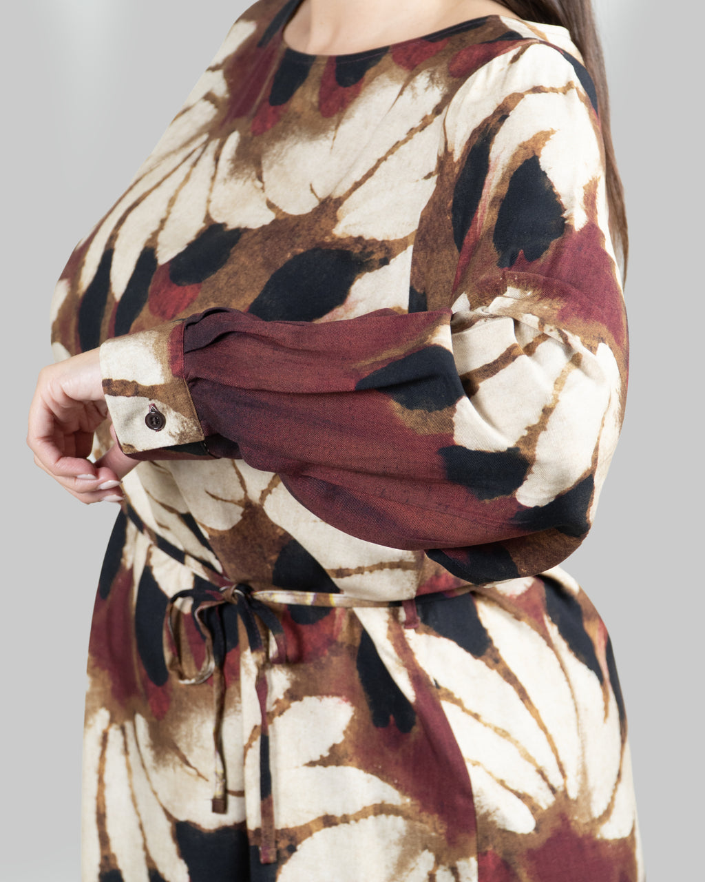 Blusa con Stampa Foliage e Cintura|Colore:Fantasia