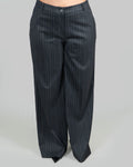 Pantaloni Gessati a Gamba Ampia|Colore:Grigio