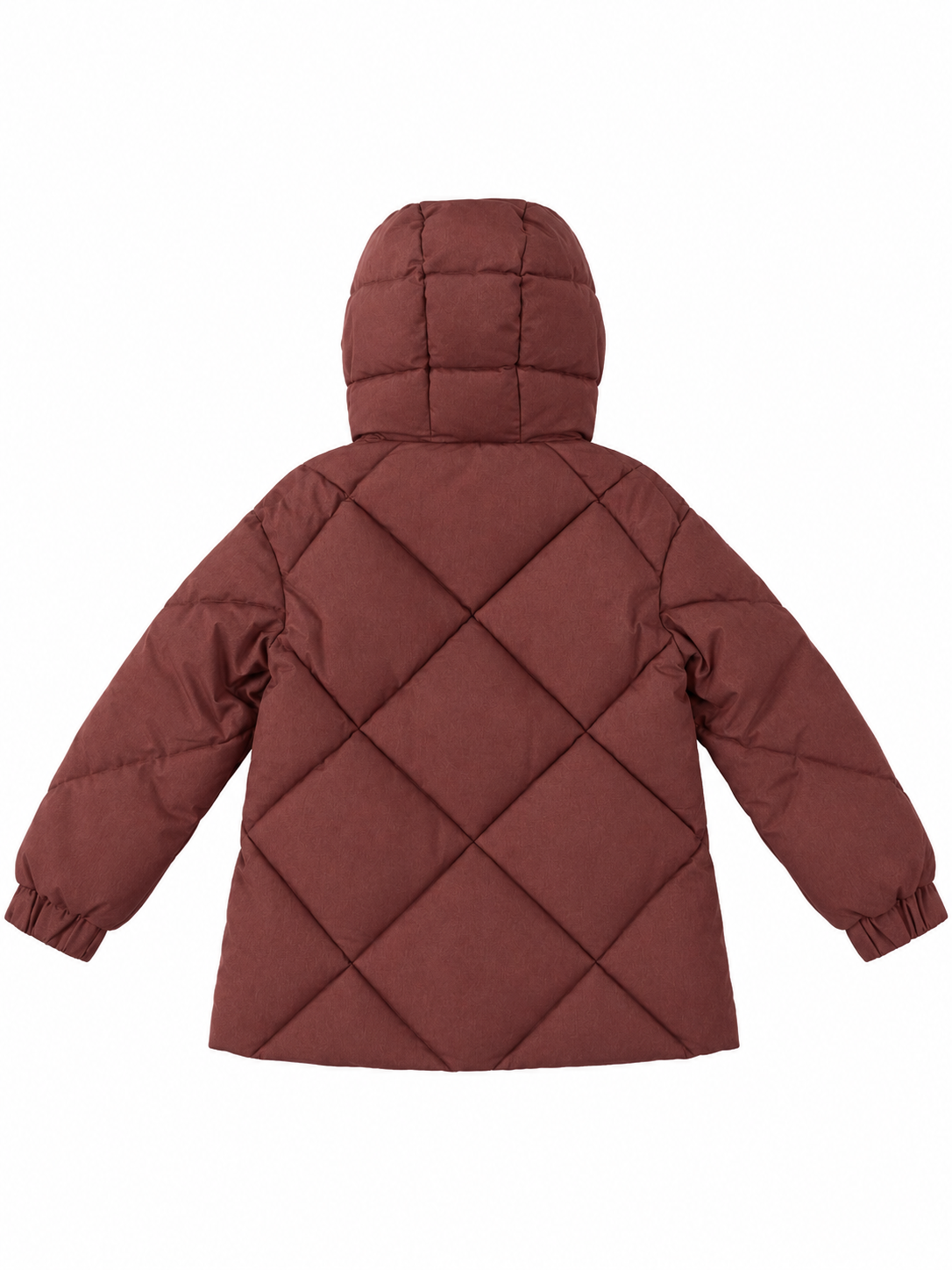 Piumino Corto Trapuntato a Rombi con Cappuccio|Colore:Bordeaux