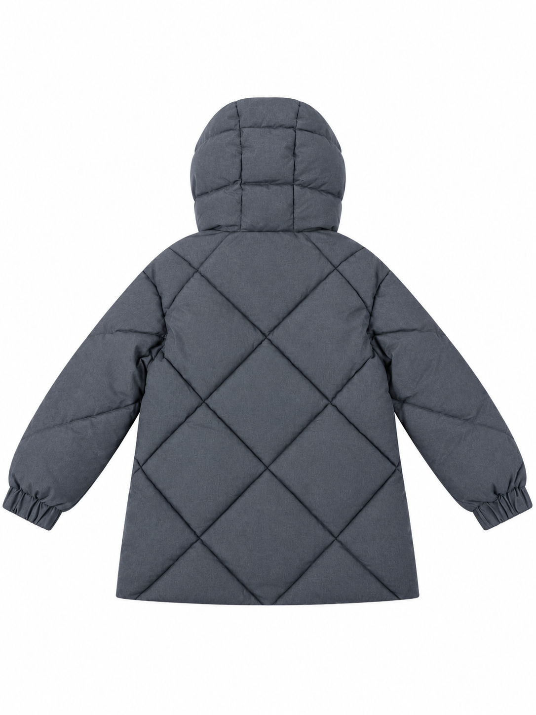 Piumino Corto Trapuntato a Rombi con Cappuccio|Colore:Grigio